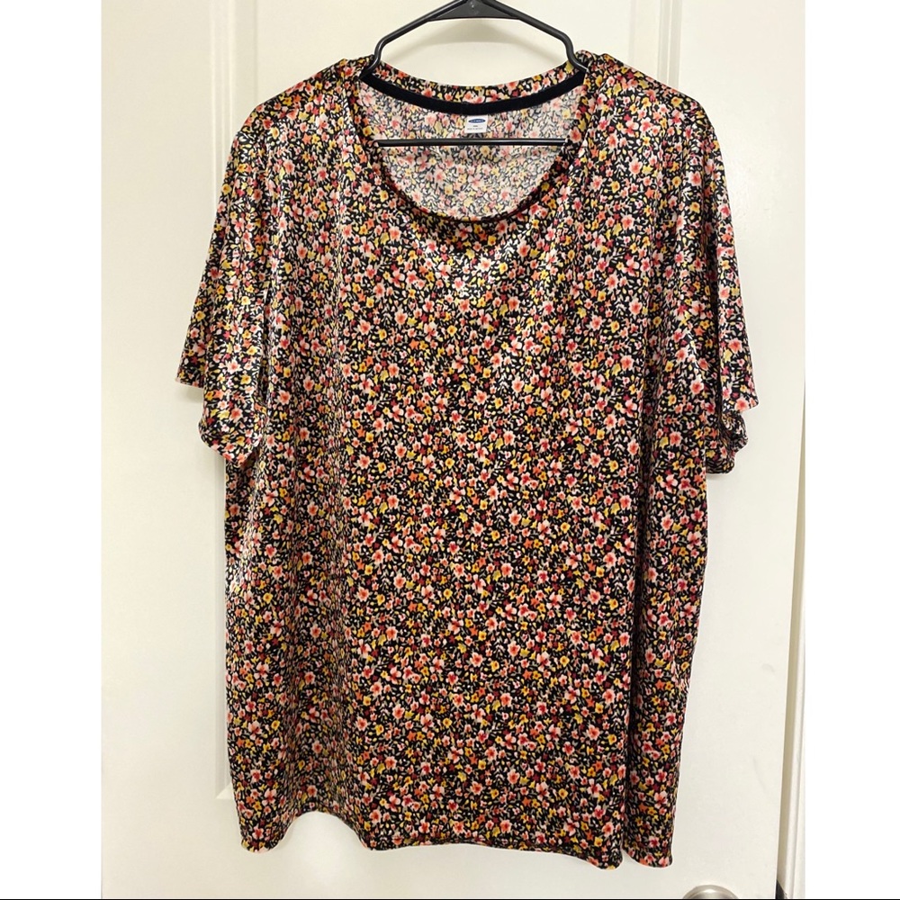 Velvet Floral Crew Neck Top from Old Navy